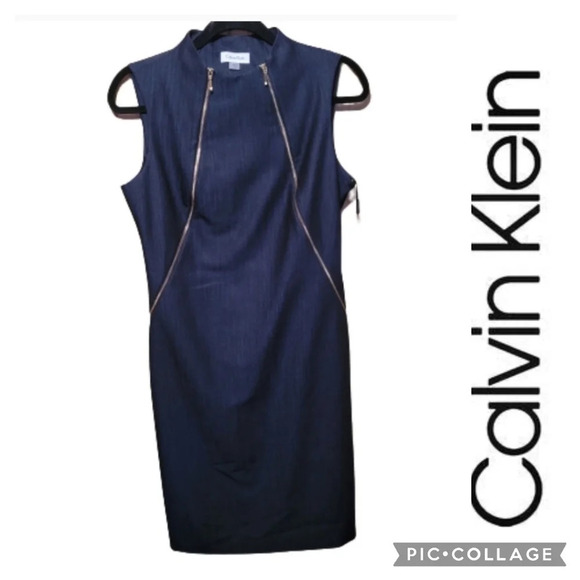 Calvin Klein Navy dress sleeveless  NWT - Picture 1 of 5